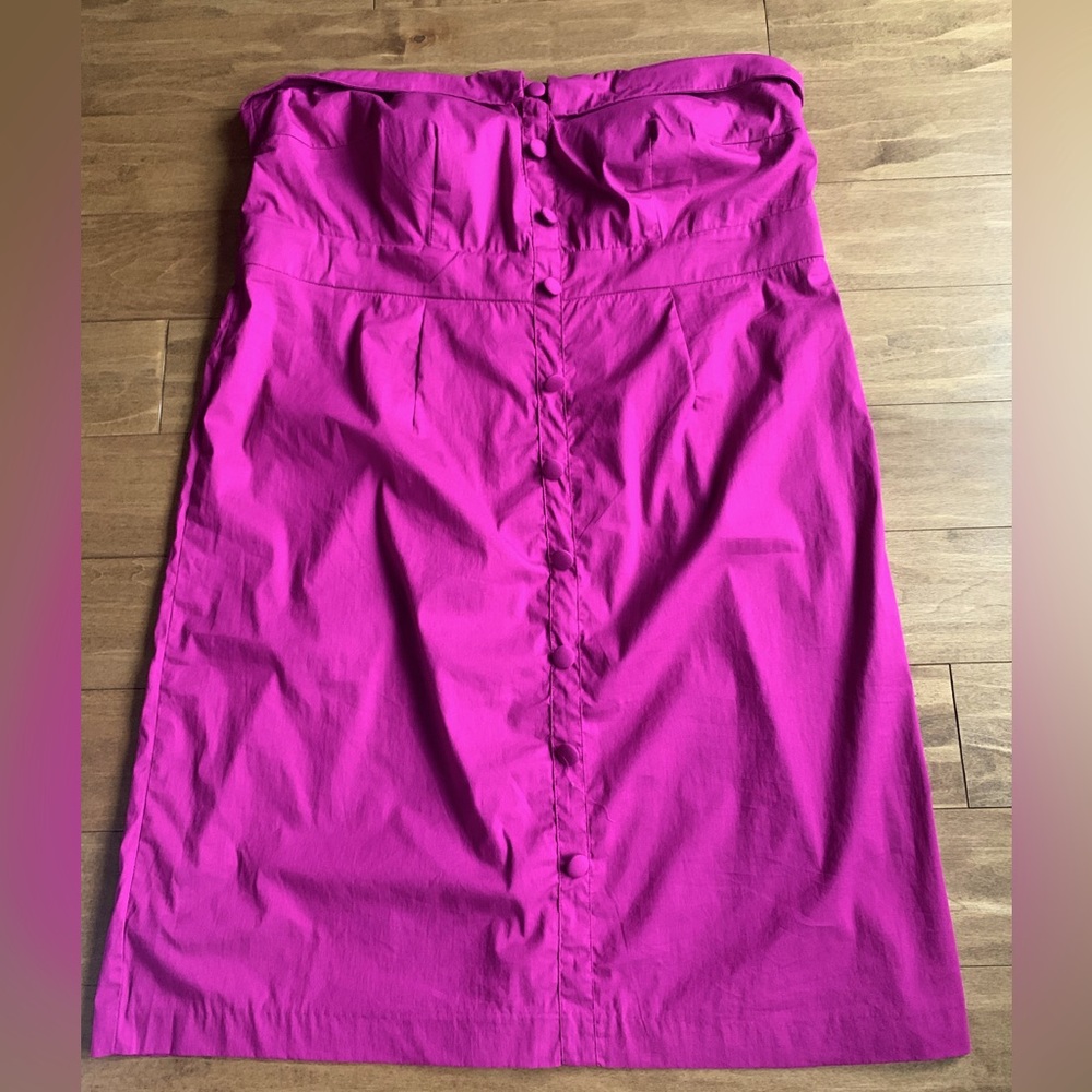 Addition Elle Strapless Button-Front Midi Skirt in Magenta